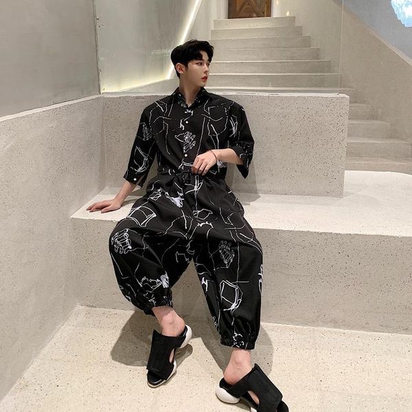 men's pants korean trend tooling wind menspunk style loose mens one piece jumpsuit hip hop suspender male, Black
men's pants korean trend tooling wind menspunk style loose mens one piece jumpsuit hip hop suspender male, Black