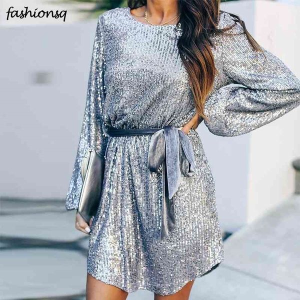 autumn women sequined long sleeve party club dress gold silver sequined belt dress o neck shiny dress 210325, Black;gray
autumn women sequined long sleeve party club dress gold silver sequined belt dress o neck shiny dress 210325, Black;gray