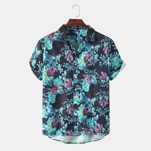 men hawaiian shirt piranha flower printed short sleeve round neck 2021 loose breathable vacation casual clothes men's shirts, White;black
men hawaiian shirt piranha flower printed short sleeve round neck 2021 loose breathable vacation casual clothes men's shirts, White;black
