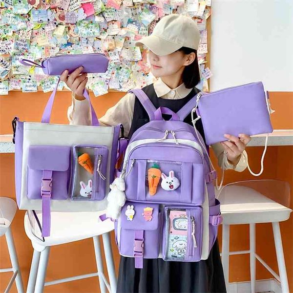 4 pcs sets purple colour children's school backpack kawaii women's backpack bookbag school bags for teens girls mochila 210922
4 pcs sets purple colour children's school backpack kawaii women's backpack bookbag school bags for teens girls mochila 210922