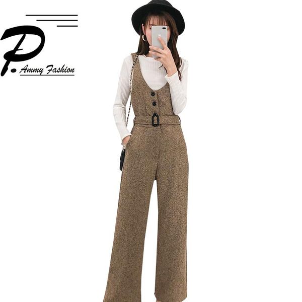women's two piece pants 2021 autumn winter korean version of the self-cultivation woolen bib + cotton knit t-shirt two-piece women fash, White
women's two piece pants 2021 autumn winter korean version of the self-cultivation woolen bib + cotton knit t-shirt two-piece women fash, White