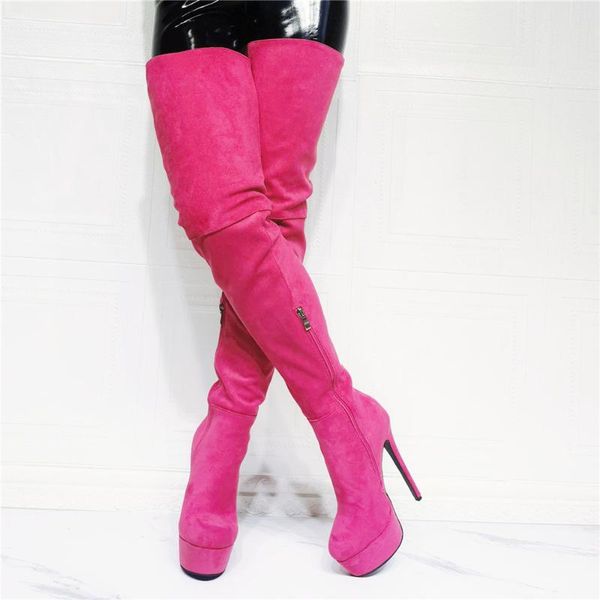 boots round platform over knee high women's big size 47 thin heel thigh flock upper black pink
boots round platform over knee high women's big size 47 thin heel thigh flock upper black pink