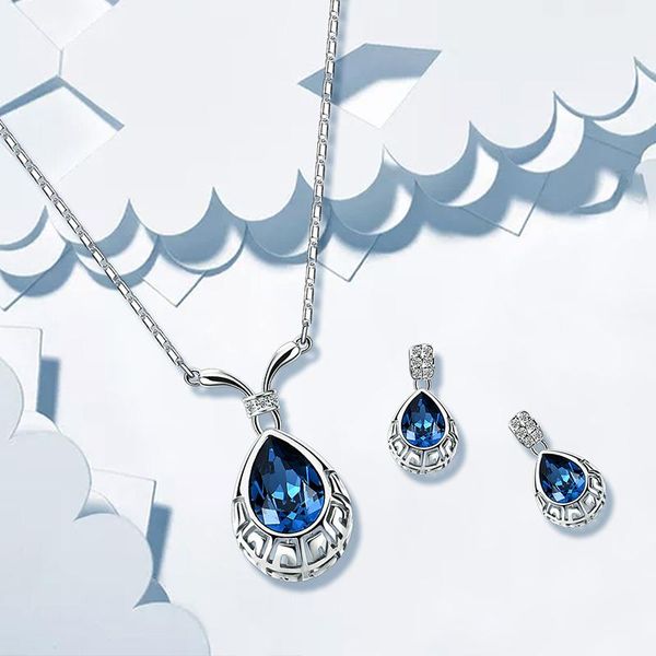 earrings & necklace vintage necklaces jewelry sets for women blue crystals pendant 2021 charm fashion luxury wedding bridal accessories, Silver
earrings & necklace vintage necklaces jewelry sets for women blue crystals pendant 2021 charm fashion luxury wedding bridal accessories, Silver