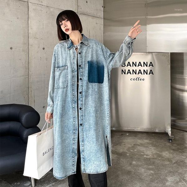 women's trench coats japanese style wash water do old denim dress women fall straight tube loose show long sleeve jacket windbreaker, Tan;black
women's trench coats japanese style wash water do old denim dress women fall straight tube loose show long sleeve jacket windbreaker, Tan;black