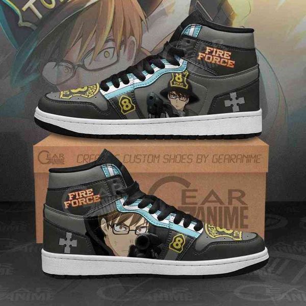 fire force takehisa hinawa sneakers custom anime sho, Black