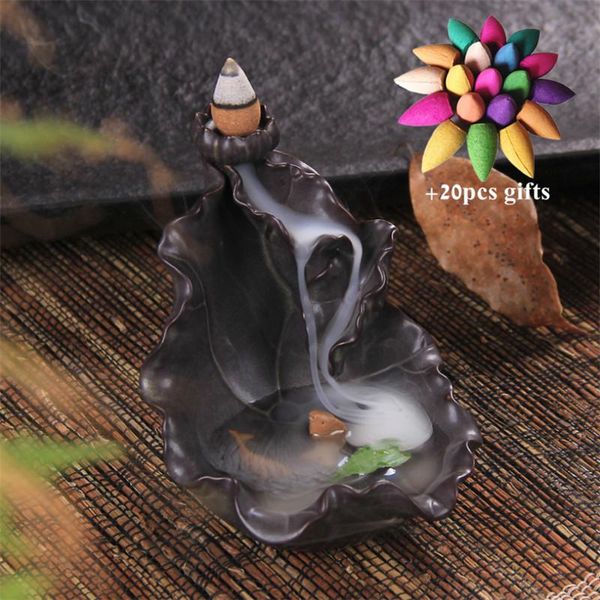 fragrance lamps lotus pond with fish backflow incense burner home decor ceramic smoke waterfall aroma censer holder + 20pcs cones
fragrance lamps lotus pond with fish backflow incense burner home decor ceramic smoke waterfall aroma censer holder + 20pcs cones