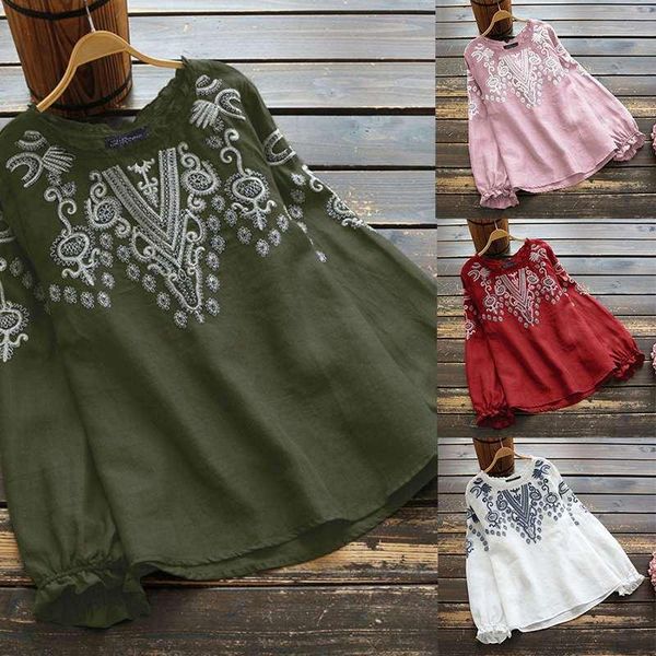 women's blouses & shirts vintage embroidery women spring zanzea 2021 casual long sleeve blusas floral ruffle tunic female autumn chemi, White
women's blouses & shirts vintage embroidery women spring zanzea 2021 casual long sleeve blusas floral ruffle tunic female autumn chemi, White