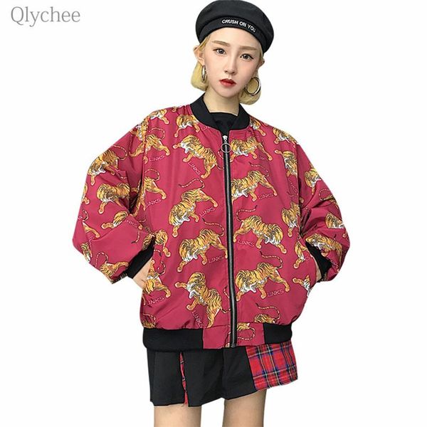 women's jackets qlychee harajuku tiger print jacket zipper pockets women coats spring autumn casual loose female streetwear, Black;brown
women's jackets qlychee harajuku tiger print jacket zipper pockets women coats spring autumn casual loose female streetwear, Black;brown