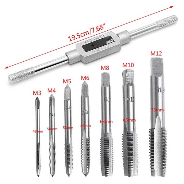 hand tools 8 pcs screw thread metric plug tap set m3-m12 with adjustable wrench drop
hand tools 8 pcs screw thread metric plug tap set m3-m12 with adjustable wrench drop
