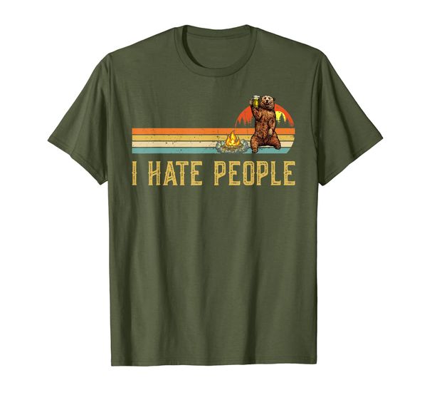 bear camping shirt i hate people bear drinking outdoor lover t-shirt, White;black