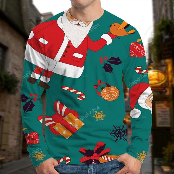 men's christmas hat printed gift box pattern shirt visual impact party fashion round neck sweatshirt, Black
men's christmas hat printed gift box pattern shirt visual impact party fashion round neck sweatshirt, Black