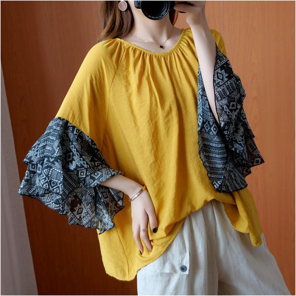 sleepwear summer fashion trumpet sleeve loose big fancy versatile cotton and linen shirt shredded blouse women's clothes k402 4upc, Black;red
sleepwear summer fashion trumpet sleeve loose big fancy versatile cotton and linen shirt shredded blouse women's clothes k402 4upc, Black;red
