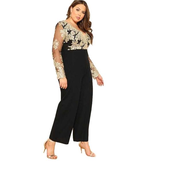 women's jumpsuits & rompers tmusobe plus size embroidery lace jumpsuit women wide leg pants elegant patchwork romper long sleeve overal, Black;white
women's jumpsuits & rompers tmusobe plus size embroidery lace jumpsuit women wide leg pants elegant patchwork romper long sleeve overal, Black;white