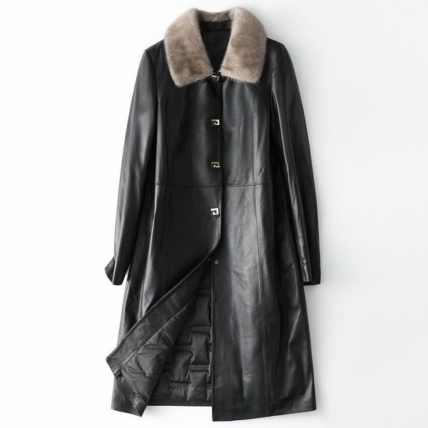 women's leather & faux long term stock 2021 autumn winter collar down jacket sheepskin coat, Black
women's leather & faux long term stock 2021 autumn winter collar down jacket sheepskin coat, Black