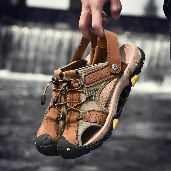 sandals 2021 summer head layer cowhide skin male baotou beach shoes ventilation outdoors slipper, Black
sandals 2021 summer head layer cowhide skin male baotou beach shoes ventilation outdoors slipper, Black
