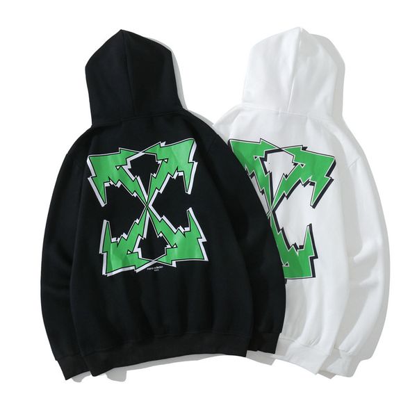 20ssoff fashion brand green printing hooded sweater for men and women, Black