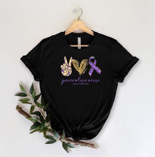 women's t-shirt lupus awareness peace love cure shirt 100% cotton crewneck short sleeve cute fashion tees for women ladies goth, White
women's t-shirt lupus awareness peace love cure shirt 100% cotton crewneck short sleeve cute fashion tees for women ladies goth, White