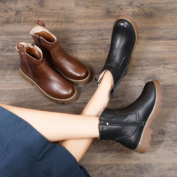boots autumn winter 2021 mid heel leather short women's art zipper round head shoes, Black
boots autumn winter 2021 mid heel leather short women's art zipper round head shoes, Black