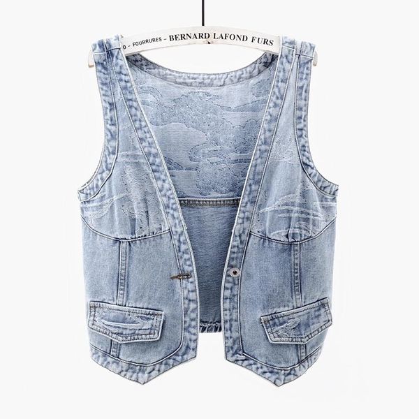 women's vests 2021 summer korean denim vest women wash blue student waistcoat slim short sleeveless jacket coat v-neck jeans female, Black;white
women's vests 2021 summer korean denim vest women wash blue student waistcoat slim short sleeveless jacket coat v-neck jeans female, Black;white