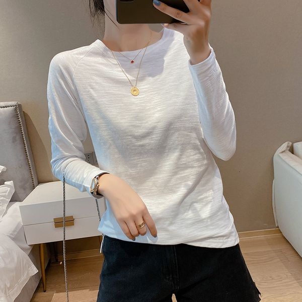 women's tees t-shirt 2021 autumn bottomed shirt t-shirt slub cotton round neck long sleeve inner korean loose women's fashion, White
women's tees t-shirt 2021 autumn bottomed shirt t-shirt slub cotton round neck long sleeve inner korean loose women's fashion, White
