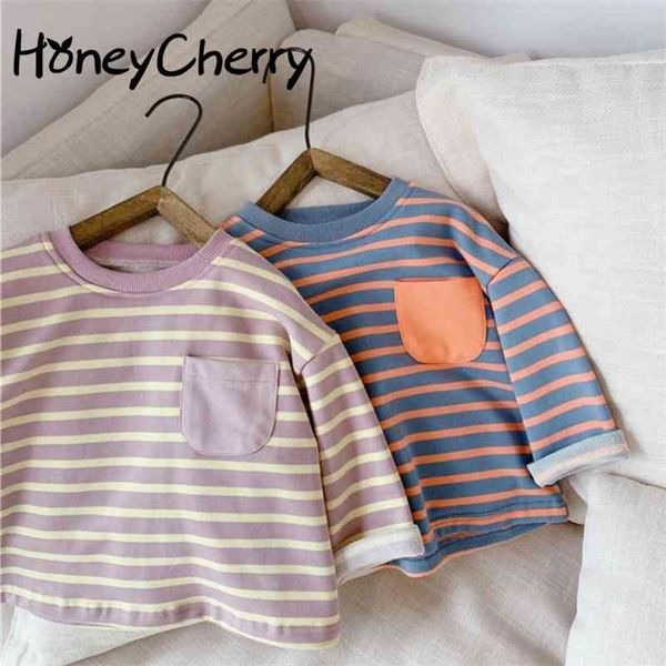 children's autumn long-sleeved sweater t-shirt girls' korean-style striped 210515, Blue
children's autumn long-sleeved sweater t-shirt girls' korean-style striped 210515, Blue