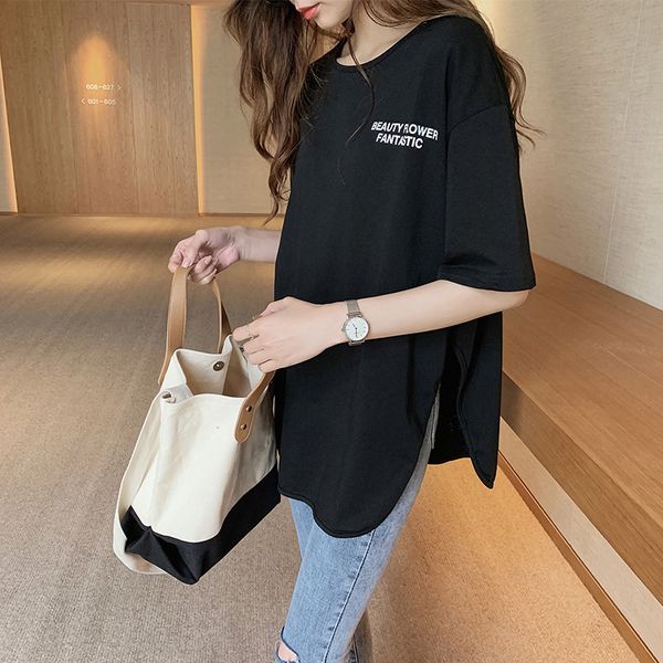 2021 new t-shirt, women's medium and long sleeves, printed with letters, harajuku, coat, casual bxps, White 
2021 new t-shirt, women's medium and long sleeves, printed with letters, harajuku, coat, casual bxps, White