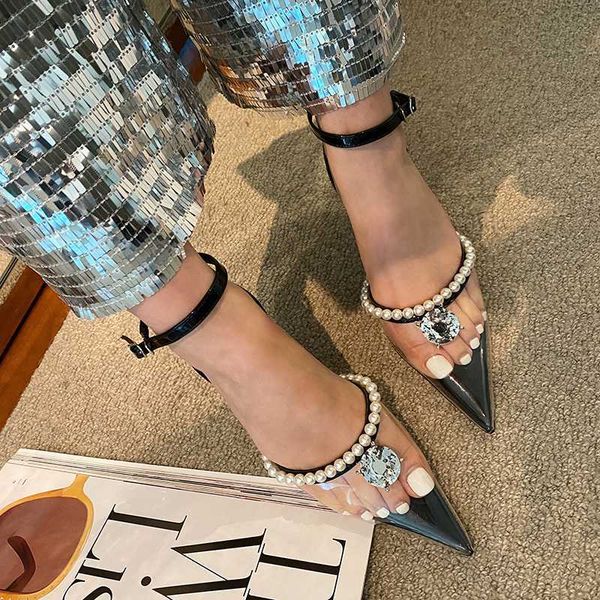 sandals fashion wedding shoes woman pointed toe rhinestone jelly ankle strap thin high heels pearl design w04b, Black
sandals fashion wedding shoes woman pointed toe rhinestone jelly ankle strap thin high heels pearl design w04b, Black
