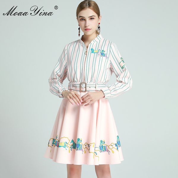 fashion designer set spring women's long sleeve stripe jacket +circus print dress two-piece sets 210524, White
fashion designer set spring women's long sleeve stripe jacket +circus print dress two-piece sets 210524, White