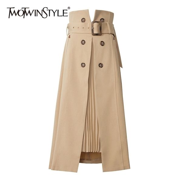twotwinstyle elegant patchwork pleated split women skirts high waist with sashes irregular hem casual a-line skirt female spring 210319, Black
twotwinstyle elegant patchwork pleated split women skirts high waist with sashes irregular hem casual a-line skirt female spring 210319, Black
