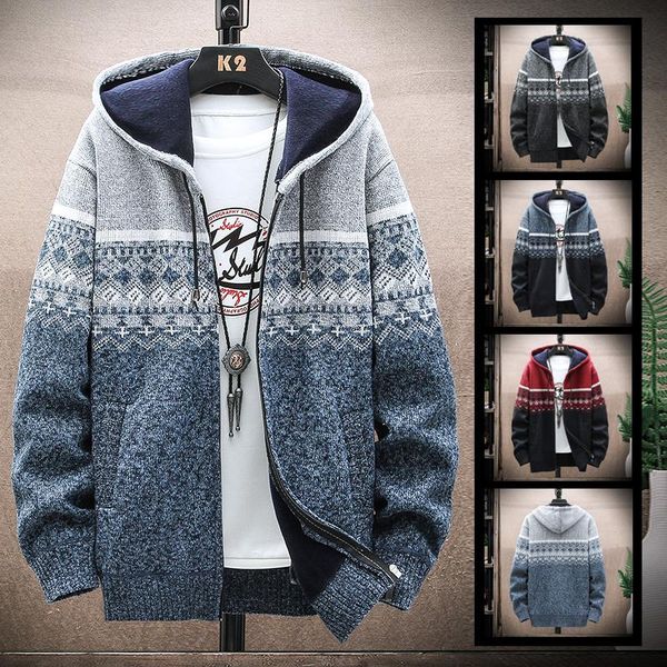 men's sweaters 2021 autumn korean hooded thick with velvet cardigan knitted sweatercoats patchwork jacket male -3xl 6638, White;black
men's sweaters 2021 autumn korean hooded thick with velvet cardigan knitted sweatercoats patchwork jacket male -3xl 6638, White;black