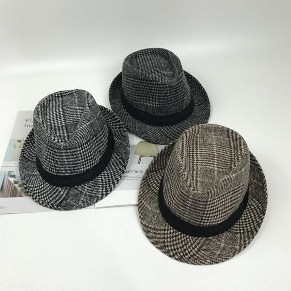 wide brim hats fedoras autumn winter hat caps for men vintage plaid wool retro gentleman black band fedora male trilby jazz, Blue;gray
wide brim hats fedoras autumn winter hat caps for men vintage plaid wool retro gentleman black band fedora male trilby jazz, Blue;gray