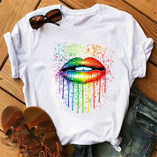 women's t-shirt female summer fashion cartoon color funny red lips loose cotton around the neck big casual short sleeve thin harajuku s, White
women's t-shirt female summer fashion cartoon color funny red lips loose cotton around the neck big casual short sleeve thin harajuku s, White