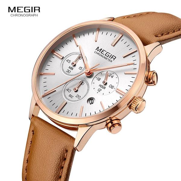 wristwatches megir chronograph date indicator brown leather strap quartz wrist watch for women ladies fashion gold rose wristwatch ml2011l-2, Slivery;brown
wristwatches megir chronograph date indicator brown leather strap quartz wrist watch for women ladies fashion gold rose wristwatch ml2011l-2, Slivery;brown