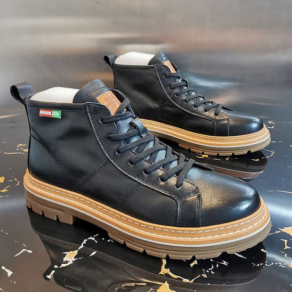 handsome short boots men's autumn leather men's shoes round head casual korean british martin boots mountaineering cool, Black
handsome short boots men's autumn leather men's shoes round head casual korean british martin boots mountaineering cool, Black