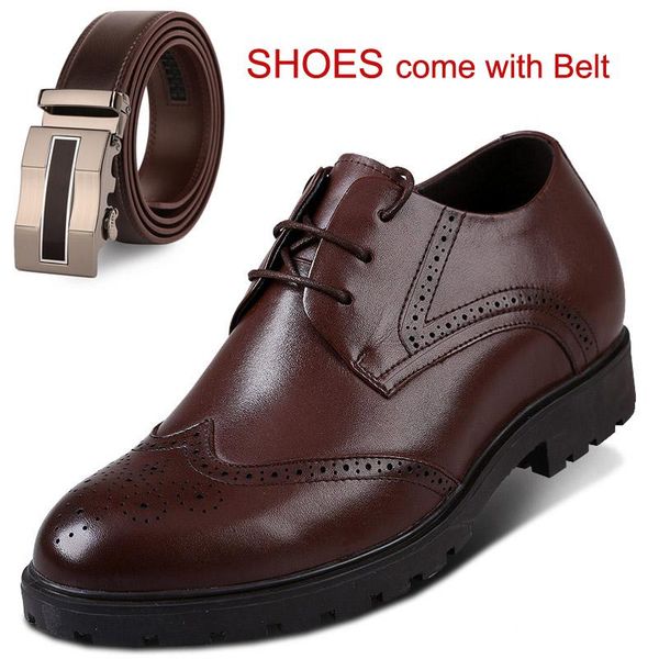 dress shoes men's brogue derby formal height increasing elevator for wedding party wear come with one belt, Black
dress shoes men's brogue derby formal height increasing elevator for wedding party wear come with one belt, Black