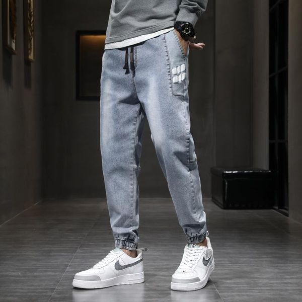 men's jeans regular fit denim pencil pants 2021 autumn stretch-waist loose straight-leg cargo male elasticated feet trousers, Blue
men's jeans regular fit denim pencil pants 2021 autumn stretch-waist loose straight-leg cargo male elasticated feet trousers, Blue