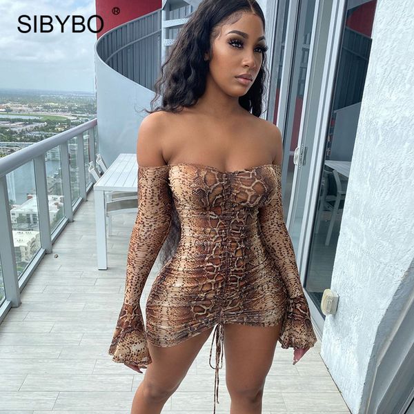 sibybo leopard print off shoulder dress women spring autumn long sleeve mini dresses femme dstring ruched party vestidos, Black;white
sibybo leopard print off shoulder dress women spring autumn long sleeve mini dresses femme dstring ruched party vestidos, Black;white