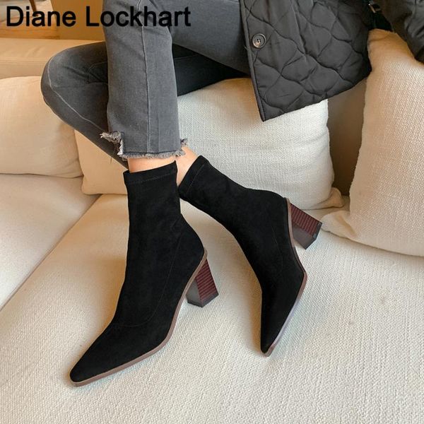 boots 2021 autumn winter kid suede women square toe yarn elastic ankle thick heel shoes female socks bota femini, Black
boots 2021 autumn winter kid suede women square toe yarn elastic ankle thick heel shoes female socks bota femini, Black