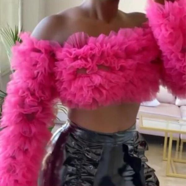 blouse puffy tulle tiered long sleeve fuchsia shirt loose casual custom made skirts, Black
blouse puffy tulle tiered long sleeve fuchsia shirt loose casual custom made skirts, Black