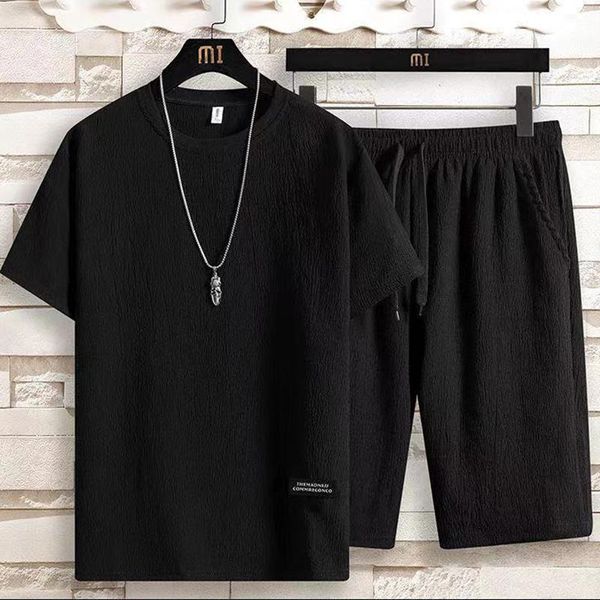 summer quick-drying sportswear suit casual short-sleeved clothes men's t-shirt cropped pants gym clothing, White;black
summer quick-drying sportswear suit casual short-sleeved clothes men's t-shirt cropped pants gym clothing, White;black