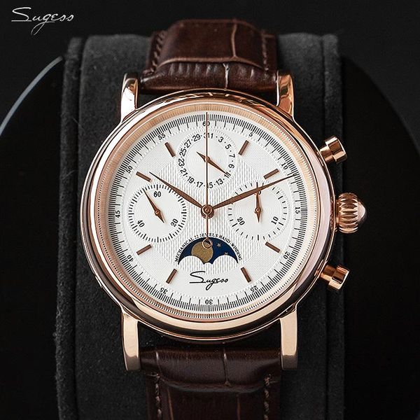 wristwatches sugess men watch seagull movement mechanical st1908 chronograph vintage moonphase genuine leather band waterproof 50atm st19, Slivery;brown
wristwatches sugess men watch seagull movement mechanical st1908 chronograph vintage moonphase genuine leather band waterproof 50atm st19, Slivery;brown