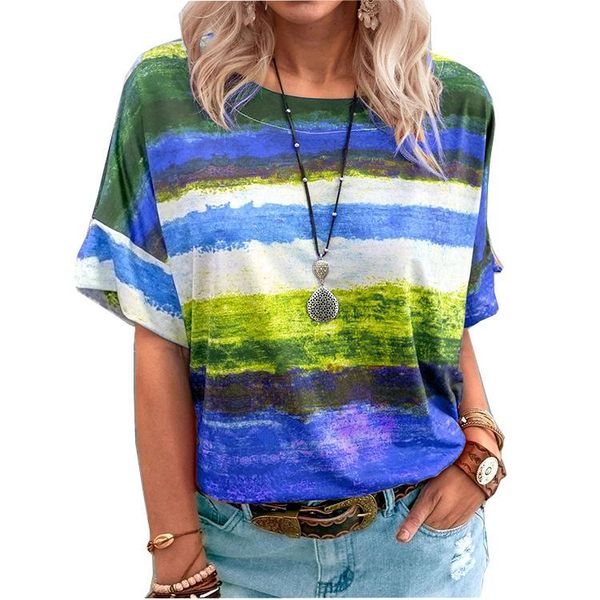 women's t-shirt summer gradient contrast stripe short sleeve shirt t women national style funny shirts tshirts 5xl, White
women's t-shirt summer gradient contrast stripe short sleeve shirt t women national style funny shirts tshirts 5xl, White