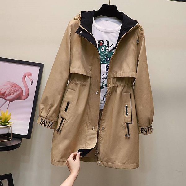 women's trench coats 2021 spring autumn coat women hooded long streetwear windbreaker female casual outwear zipper pocket overcoat, Tan;black
women's trench coats 2021 spring autumn coat women hooded long streetwear windbreaker female casual outwear zipper pocket overcoat, Tan;black