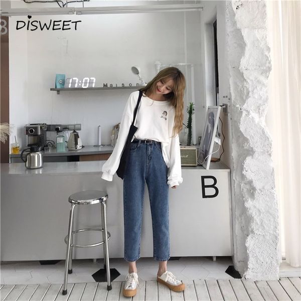 jean korean version of the simple high waist straight slim jeans women's clothing retro casual nine-point denim ladies trousers, Blue
jean korean version of the simple high waist straight slim jeans women's clothing retro casual nine-point denim ladies trousers, Blue