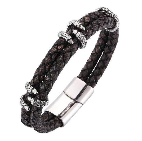bangle fashion personality skull claw double-layer black leather braided metal magnetic buckle bracelet men's casual jewelry gift
bangle fashion personality skull claw double-layer black leather braided metal magnetic buckle bracelet men's casual jewelry gift