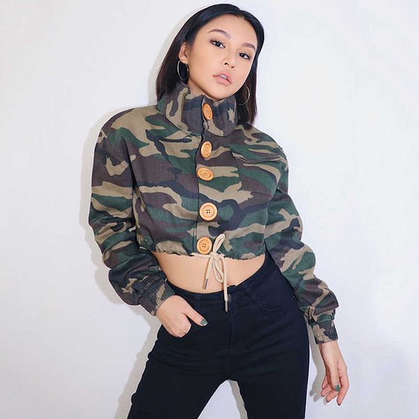 autumn streetwear button jacket women harajuku loose long-sleeve camouflage female drawstring high collar short coat 210531, Black;brown
autumn streetwear button jacket women harajuku loose long-sleeve camouflage female drawstring high collar short coat 210531, Black;brown