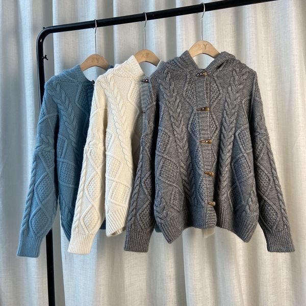 women's sweaters casual loose cardigan thicken hoodie women knitted coat horn buckle korean style warm sweater outerwear autumn wi, White;black
women's sweaters casual loose cardigan thicken hoodie women knitted coat horn buckle korean style warm sweater outerwear autumn wi, White;black
