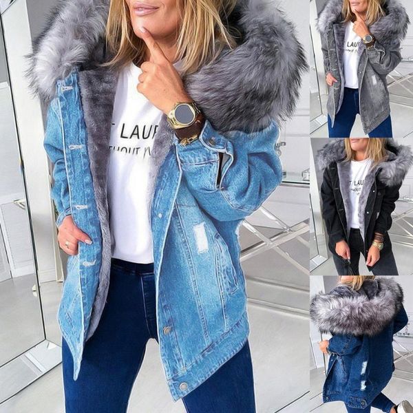 running jackets women denim long sleeve frayed overcoat stylish parka retro plush collar fashion fleece lined warm mid-length coat, Black;red
running jackets women denim long sleeve frayed overcoat stylish parka retro plush collar fashion fleece lined warm mid-length coat, Black;red