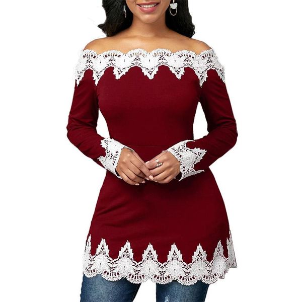 women's t-shirt off shoulder white flower lace long sleeve shirt women vintage slim blusas mujer de moda 2021 autumn elegant casual top
women's t-shirt off shoulder white flower lace long sleeve shirt women vintage slim blusas mujer de moda 2021 autumn elegant casual top