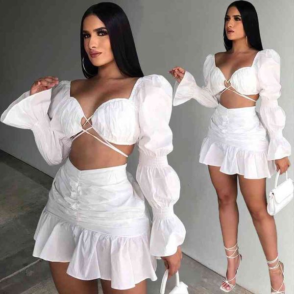 autumn womens fashion lantern sleeve pleated skirt tube home outdoor casual skirt suit two-piece suit, White
autumn womens fashion lantern sleeve pleated skirt tube home outdoor casual skirt suit two-piece suit, White